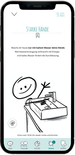 H.O.P.E. App: Tages-Challenge „Starke Hände